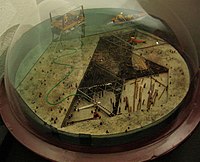 Maquette de reconstruction de la technique de fouille subaquatique au Musée archéologique du lac de Paladru à Charavines (France)