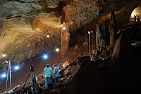 An excavation in Manot Cave in Israel