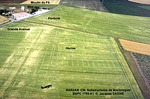 View of the Gallo-Roman harbor town of Novioregum (Barzan), as seen from Jacques Dassié's plane